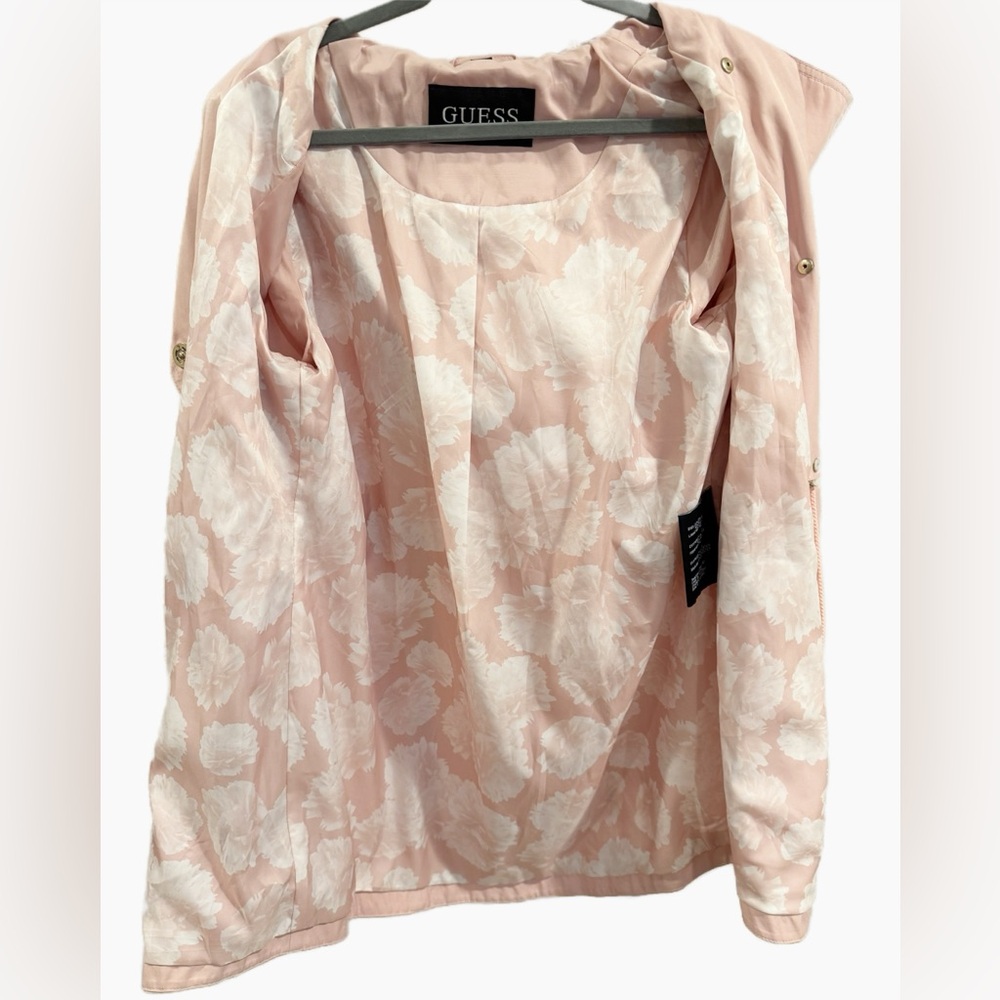 Guess | Blush Pink Double-Breasted Trench Jacket | Lightweight City Chic - Picture 8 of 15